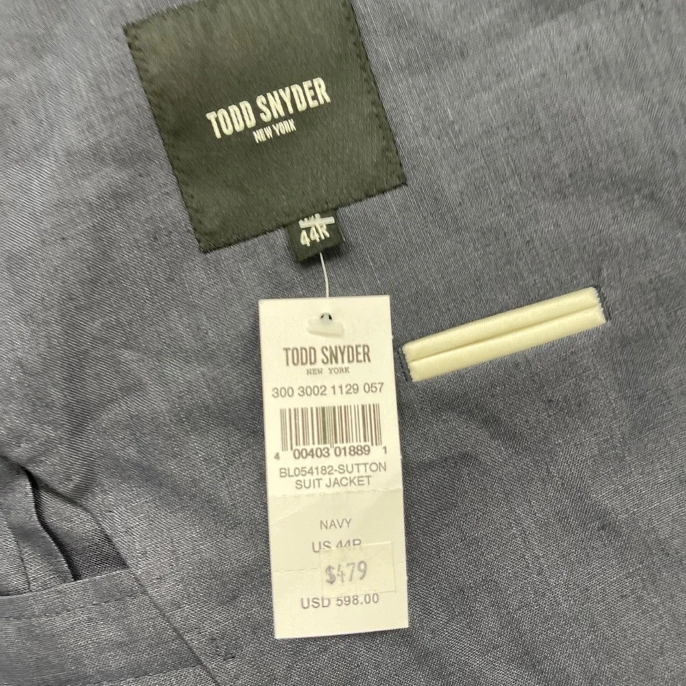 Todd Snyder Blazer Mens 44R Navy Blue Linen Sport Coat Made in Portugal NWT